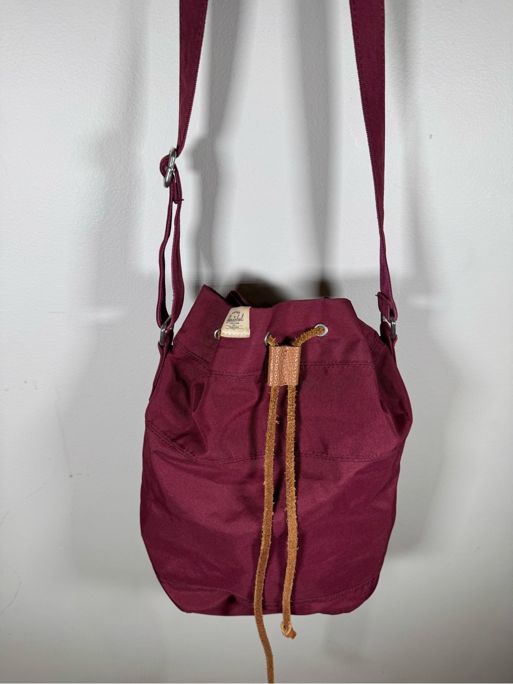 Herschel Supply Company Burgundy Crossbody Bucket Bag